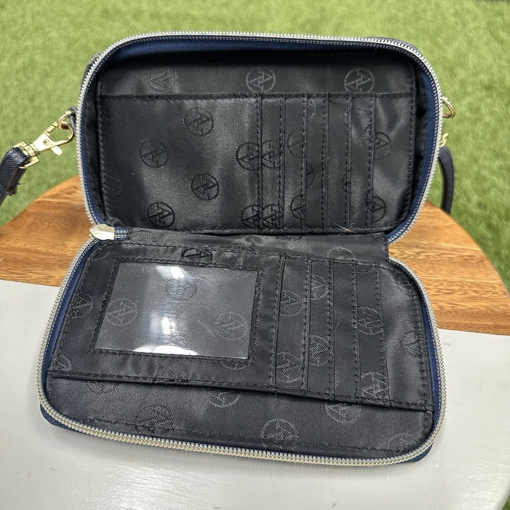 ADRIENNE VITTADINI Charging Wallet Crossbody RFID Protection NAVY SAFFIANO‎ - Picture 10 of 14